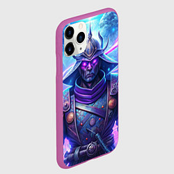 Чехол iPhone 11 Pro матовый Самурай ледяной фэнтезийный синий стиль - вьюга, цвет: 3D-фиолетовый — фото 2