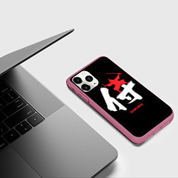Чехол iPhone 11 Pro матовый Иероглиф - красный самурай, цвет: 3D-малиновый — фото 2
