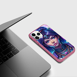 Чехол iPhone 11 Pro матовый Девушка самурай фэнтези стайл - big pictures, цвет: 3D-малиновый — фото 2