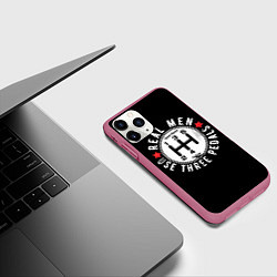 Чехол iPhone 11 Pro матовый Real man uses three pedals, цвет: 3D-малиновый — фото 2
