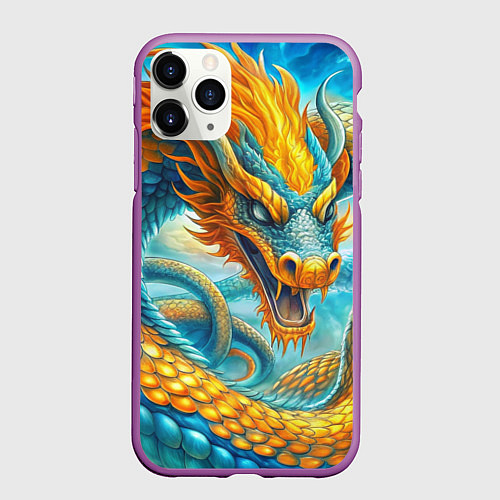 Чехол iPhone 11 Pro матовый Огромная змея / 3D-Фиолетовый – фото 1