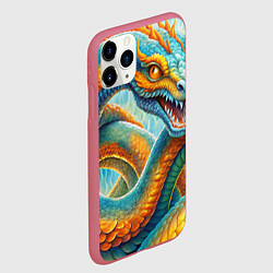 Чехол iPhone 11 Pro матовый Большая мифологическая змея, цвет: 3D-малиновый — фото 2