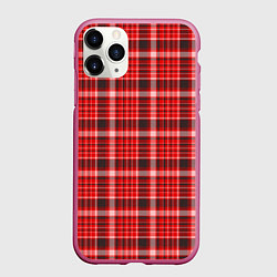 Чехол iPhone 11 Pro матовый Красный клетчатый узор, цвет: 3D-малиновый
