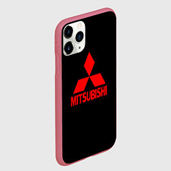Чехол iPhone 11 Pro матовый Mitsubishi red logo, цвет: 3D-малиновый — фото 2