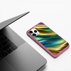 Чехол iPhone 11 Pro матовый Радужная абстракция, цвет: 3D-малиновый — фото 2