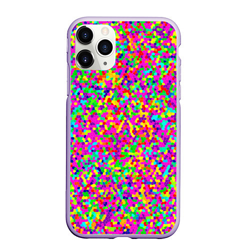 Чехол iPhone 11 Pro матовый Паттерн разноцветная мелкая мозаика / 3D-Светло-сиреневый – фото 1