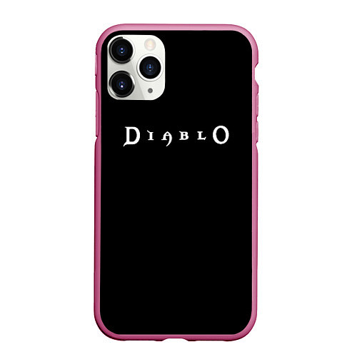 Чехол iPhone 11 Pro матовый Diablo logo white / 3D-Малиновый – фото 1