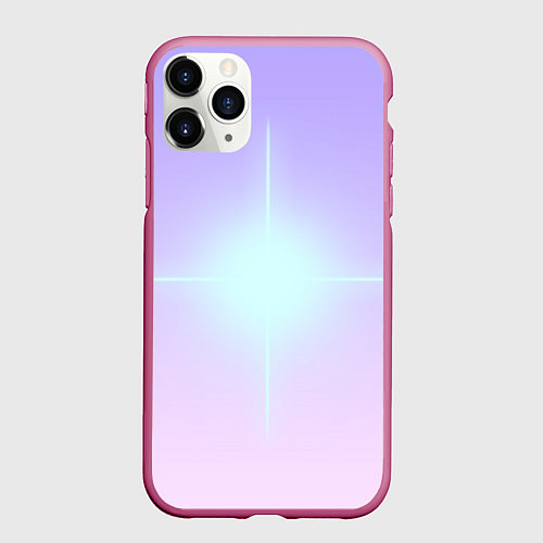 Чехол iPhone 11 Pro матовый Свечение белой звезды / 3D-Малиновый – фото 1
