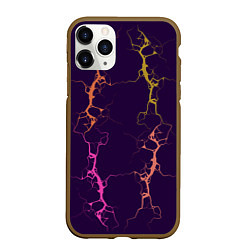 Чехол iPhone 11 Pro матовый Молнии на пурпурном, цвет: 3D-коричневый