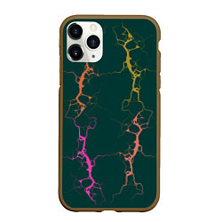 Чехол iPhone 11 Pro матовый Молнии на изумрудном, цвет: 3D-коричневый