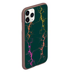 Чехол iPhone 11 Pro матовый Молнии на изумрудном, цвет: 3D-коричневый — фото 2