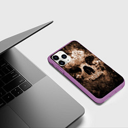Чехол iPhone 11 Pro матовый Wood skull, цвет: 3D-фиолетовый — фото 2