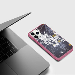 Чехол iPhone 11 Pro матовый Газетная страничка, цвет: 3D-малиновый — фото 2