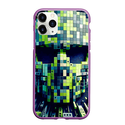 Чехол iPhone 11 Pro матовый Cyber face - ai art fantasy / 3D-Фиолетовый – фото 1