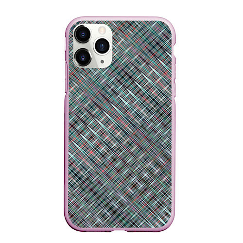 Чехол iPhone 11 Pro матовый Тёмный бирюзовый текстурированный / 3D-Розовый – фото 1