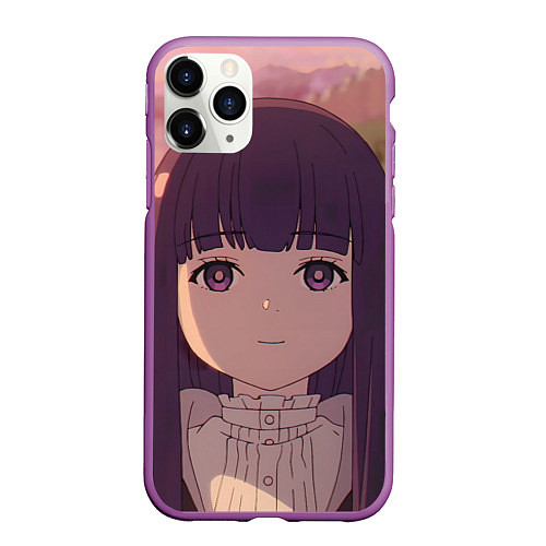 Чехол iPhone 11 Pro матовый Sousou no Frieren Ферн cute face / 3D-Фиолетовый – фото 1