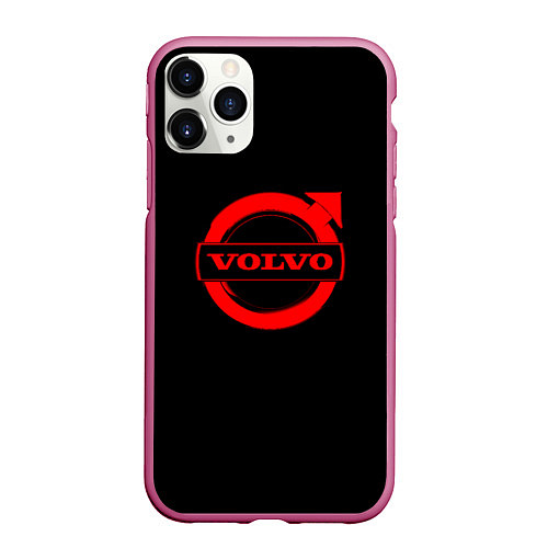 Чехол iPhone 11 Pro матовый Volvo red logo auto / 3D-Малиновый – фото 1