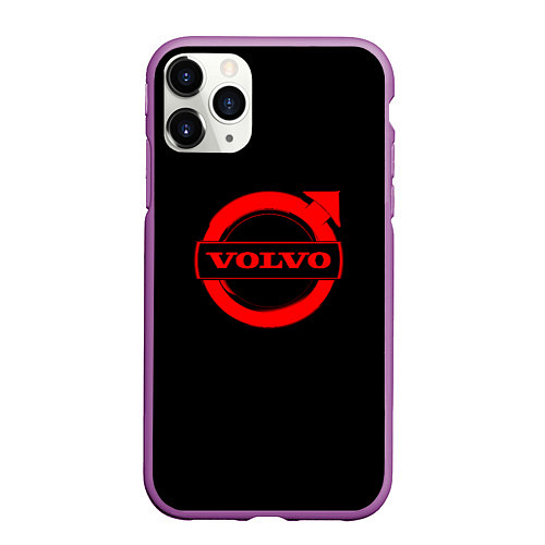 Чехол iPhone 11 Pro матовый Volvo red logo auto / 3D-Фиолетовый – фото 1