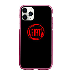 Чехол iPhone 11 Pro матовый FIAT logo red, цвет: 3D-малиновый