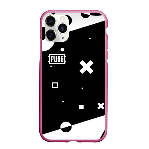 Чехол iPhone 11 Pro матовый PUBG game pattern / 3D-Малиновый – фото 1