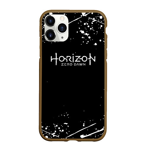 Чехол iPhone 11 Pro матовый Horizon Zero Dawn всплеск красок / 3D-Коричневый – фото 1