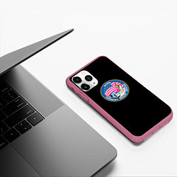 Чехол iPhone 11 Pro матовый NASA usa logo, цвет: 3D-малиновый — фото 2