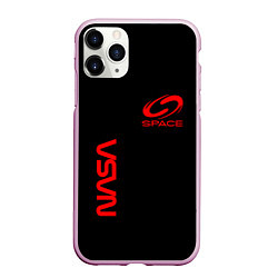 Чехол iPhone 11 Pro матовый Nasa space red logo, цвет: 3D-розовый