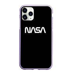 Чехол iPhone 11 Pro матовый Nasa white logo, цвет: 3D-светло-сиреневый