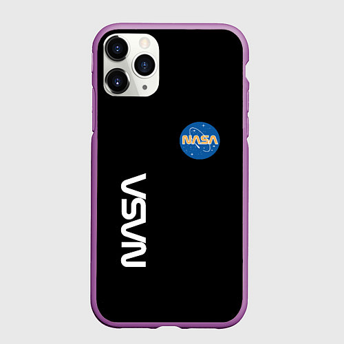 Чехол iPhone 11 Pro матовый NASA logo usa space / 3D-Фиолетовый – фото 1