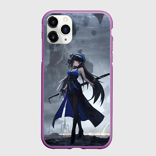 Чехол iPhone 11 Pro матовый Грозовые волны - Янъян / 3D-Фиолетовый – фото 1