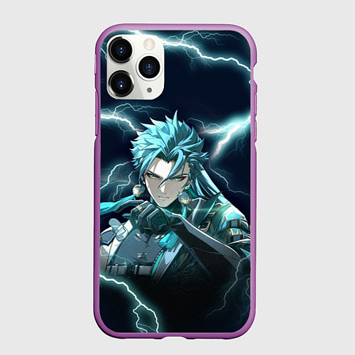Чехол iPhone 11 Pro матовый Джиян - Грозовые волны / 3D-Фиолетовый – фото 1
