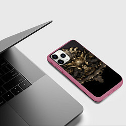 Чехол iPhone 11 Pro матовый Объемные старые классические узоры, цвет: 3D-малиновый — фото 2