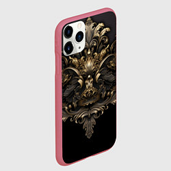 Чехол iPhone 11 Pro матовый Объемные старые классические узоры, цвет: 3D-малиновый — фото 2