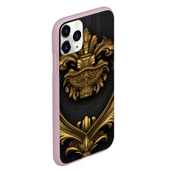 Чехол iPhone 11 Pro матовый Золотая корона с узорами, цвет: 3D-розовый — фото 2