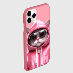 Чехол iPhone 11 Pro матовый Кошка в капюшоне, цвет: 3D-малиновый — фото 2