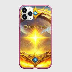 Чехол iPhone 11 Pro матовый Elden Ring лого и волшебное золотое кольцо, цвет: 3D-малиновый