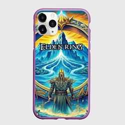 Чехол iPhone 11 Pro матовый Elden Ring лого и волшебное золотое кольцо, цвет: 3D-фиолетовый