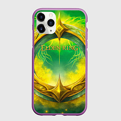 Чехол iPhone 11 Pro матовый Elden Ring зелено-желтое кольцо, цвет: 3D-фиолетовый