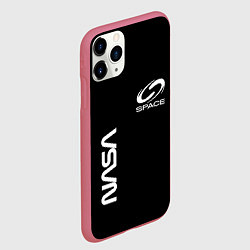 Чехол iPhone 11 Pro матовый Nasa space logo white, цвет: 3D-малиновый — фото 2