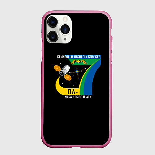 Чехол iPhone 11 Pro матовый Nasa space logo usa / 3D-Малиновый – фото 1