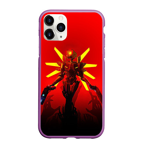 Чехол iPhone 11 Pro матовый Ultrakill supreme machine / 3D-Фиолетовый – фото 1