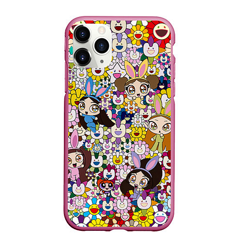 Чехол iPhone 11 Pro матовый Right now NewJeans and Takashi Murakami / 3D-Малиновый – фото 1