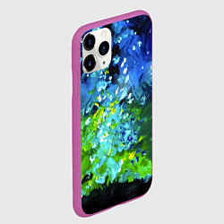 Чехол iPhone 11 Pro матовый Звездное небо с зелеными бликами, цвет: 3D-фиолетовый — фото 2