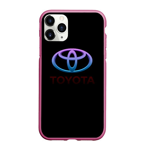 Чехол iPhone 11 Pro матовый Toyota neon steel / 3D-Малиновый – фото 1