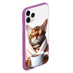 Чехол iPhone 11 Pro матовый Котик в халате, цвет: 3D-фиолетовый — фото 2