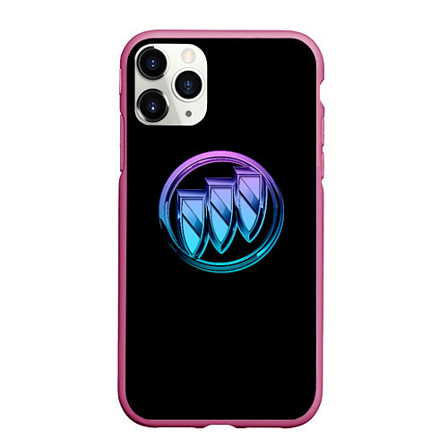 Чехол iPhone 11 Pro матовый Buick logo neon / 3D-Малиновый – фото 1