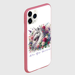 Чехол iPhone 11 Pro матовый Мечтай цвети вдохновляй, цвет: 3D-малиновый — фото 2