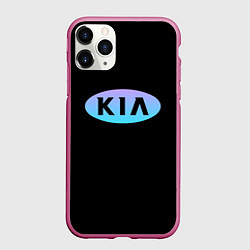 Чехол iPhone 11 Pro матовый KIA logo neon, цвет: 3D-малиновый