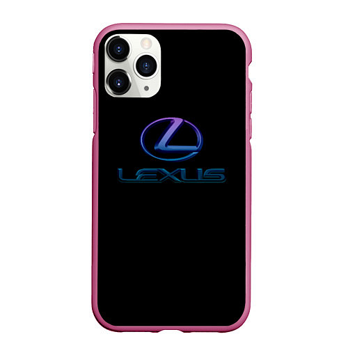 Чехол iPhone 11 Pro матовый Lexus авто неон / 3D-Малиновый – фото 1