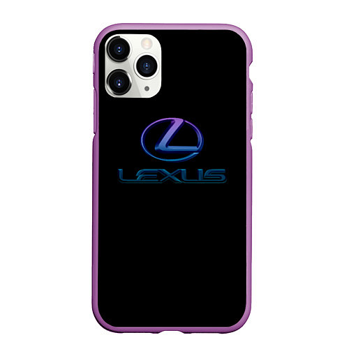 Чехол iPhone 11 Pro матовый Lexus авто неон / 3D-Фиолетовый – фото 1